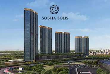 Modern luxury villa of Sobha Elwood with pool and garden, people walking nearby